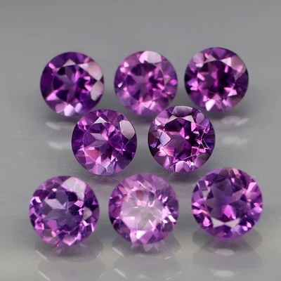 Redondo 7 mm. Real 100% Natural Amatista Bolivia Ninguno Tratamiento 8 Piezas/9.91Ct. Foto 1 de 4