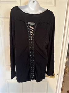 Venus schwarzes Damen Xl Langarmshirt Schnürsenkel Detail am Rücken  - Bild 1 von 4