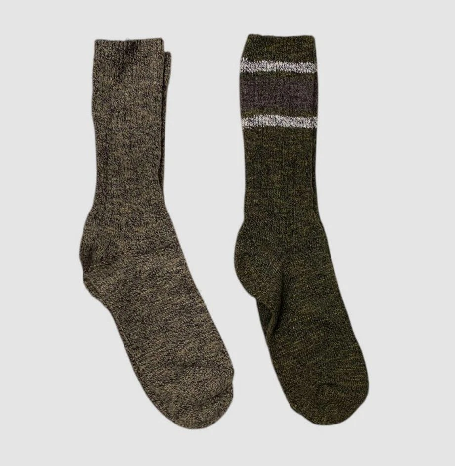 Meias bota Hue feminina verde bege malha listra martelada 2 pares sapatos tamanho único - Imagem 1 de 1