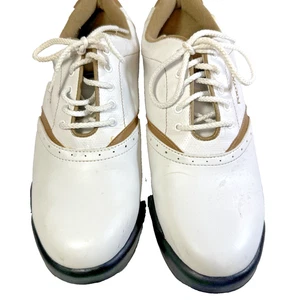 Footjoy Greenjoys Damen Größe 8 Weiß Hellbraun Golfschuhe Turnschuhe 48762 - Bild 1 von 10