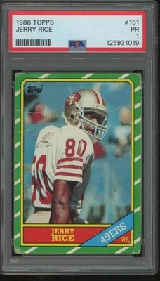 1986 Topps JERRY RICE #161 RC Rookie San Francisco 49ers PSA 1 Poor JA821 - Image 1 of 2