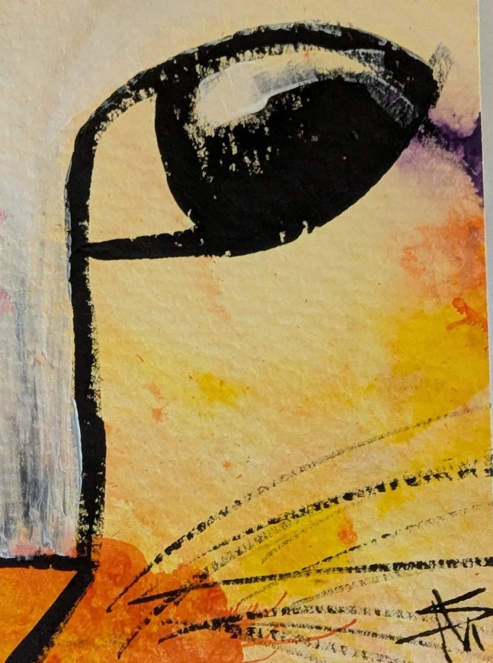 Original ACEO Cat Painting Collectible Expressionism Modern Art Samantha McLean - Image 1 of 1