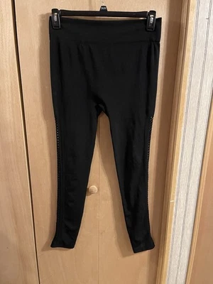 Eye Candy Leg Cutout Cropped Thin Sheer Leggings Size 1X Plus Women’s Black - Image 1 of 4