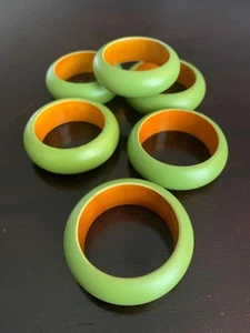 6-Green Vtg. Napkin Rings - Picture 1 of 3