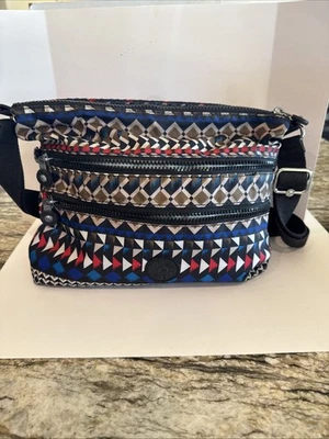 Kipling Keiko Crossbody Shoulder Bag Multicolor Geometric Print Metallic Accents - Image 1 of 4