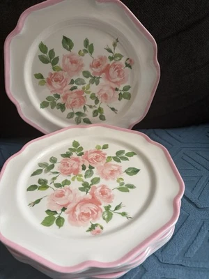 Juego de 6 platos de ensalada de melamina floral rosa rosa Laura Ashley 8 pulgadas nuevo Foto 1 de 2