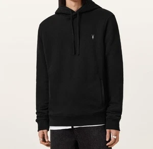 NEW ALLSAINTS Raven Ramskull Logo OTH Hoodie Black XS Hooded Sweatshirt BNWT - Picture 1 of 4