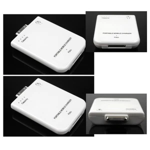 2X 2800MAH PORTABLE EXTERNAL WHITE BATTERY CHARGER 30-PIN IPHONE 4S 4 IPOD NANO - Photo 1 sur 1