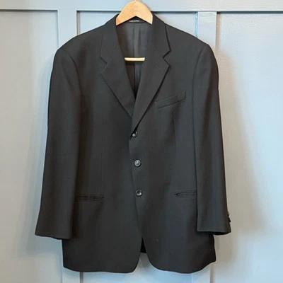 Armani Collezioni Mens 44R Wool Blazer Sport Coat Jacket Black Made Italy 90's - Image 1 of 4