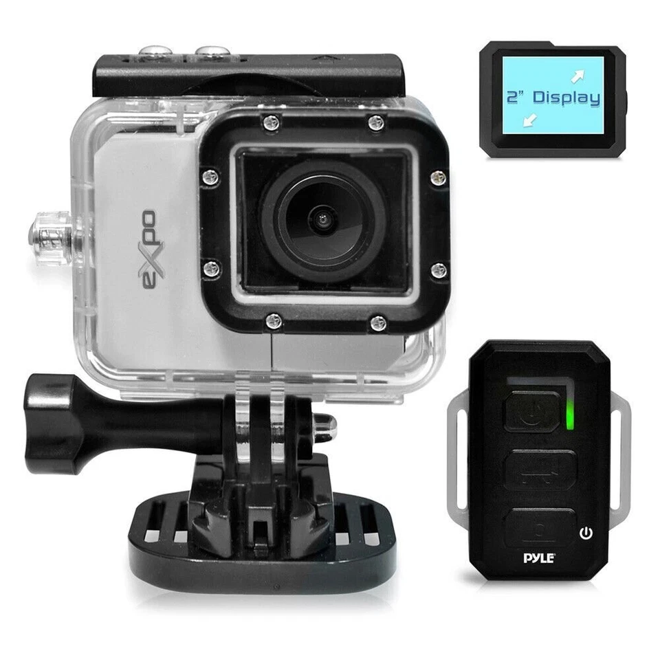 NEW Pyle Hi-Res Action Camera 20 Mega Pixel HD Video 2" LCD & Remote PSCHD90S - Image 1 of 4