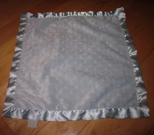 Bearington Baby Collection Blue Minky Bumpy Dots Lovey Security Blanket Satin - Picture 1 of 3