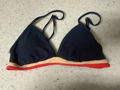 NEW blue denim  L SPACE swimsuit bikini top size small - Image 1 of 2