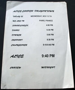 Alice Cooper Running Order Descent Into Dragontown Paris 2002 - Picture 1 of 12