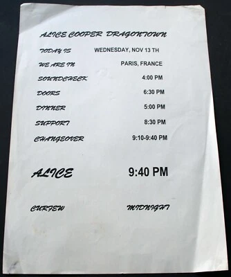 Alice Cooper Orden De Actuación Descenso A Dragontown París 2002 - Imagen 1 de 4