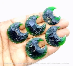 100 Carat Green Chrome Diopside Moon Carved, 4-5 Piece, Loose Gemstone Cabochon - Picture 1 of 10