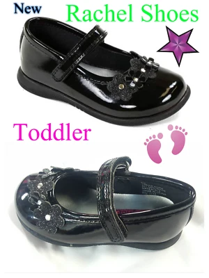 New Rachel Girls Shoes Toddler Black Patent Dress Shoes Sizes 6 to 11 - Image 1 of 4