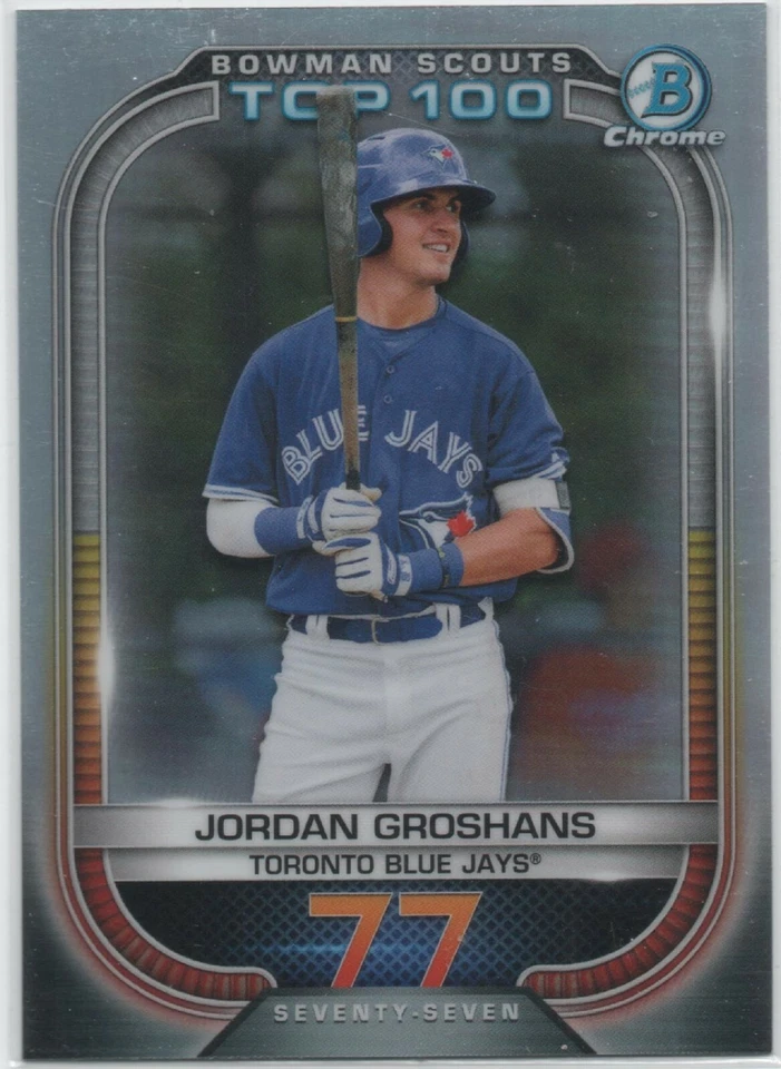 2021 Bowman Chrome BOWMAN SCOUTS TOP 100 Jordan Groshans TORONTO BLUE JAYS 27 - Image 1 of 1