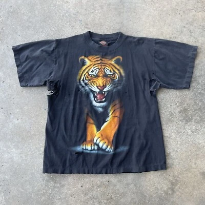 Camiseta De Colección Años 90 Rock Eagle Tiger Doble Cara Golpeada Puntada Única Hecha en EE. UU. LG Foto 1 de 4