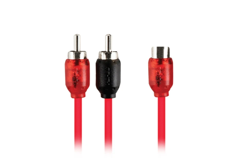 T-Spec Y Adapter 2 Male 1 Female Woven RCA Interconnect Cable Audio Wire - Image 1 of 1