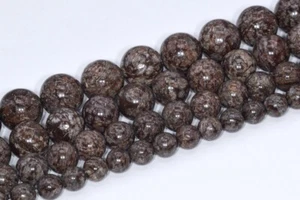 Natural Brown Snowflake Obsidian Beads Grade AAA Round Loose Beads 4/6/8/10/12MM - Picture 1 of 11