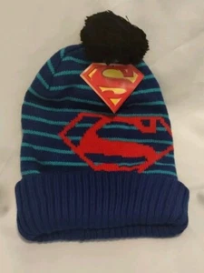 Superman Beanie DC Comics Knit Pom Pom Winter Hat - Picture 1 of 5