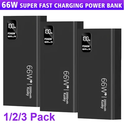 Banco de alimentación portátil 30000 mAh 66 W cargador de batería externo de respaldo carga rápida Foto 1 de 4