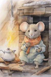 COZY MICE AT HOME POSTCARDS, 4 pcs Scrapbook Card Toppers Junk Journal Art Cards - Picture 1 of 6
