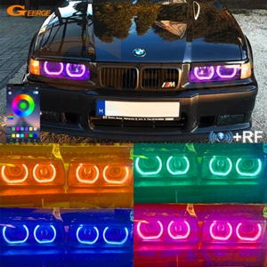 For BMW E36 E38 E39 Z3 Multi Color DTM Style RGB Led Angel Eyes Kit Halo Rings - Picture 1 of 26