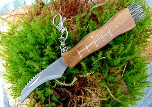 Pilzmesser, Schwammerl Messer mit Skala Bürste Holzgriff Klappbar Nr.K - Bild 1 von 2