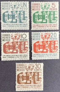 MEXICO 1946 Complete Set of 5 Airmail MNH OG Sc#C158-162 United Nations - Picture 1 of 2