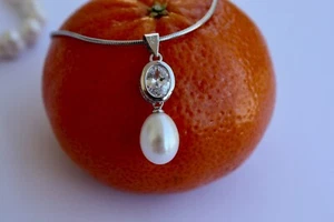 Colgante de joyería de perlas de agua dulce plata 925 p111 sin collar cadenas mnj - Imagen 1 de 1