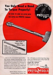 1956 Proto Tools Torquer Torque Wrench Original Print Ad - Picture 1 of 1