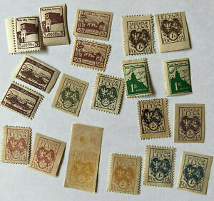 1920-21 CENTRAL LITHUANIA LOT OF 20 MINT STAMPS #1-6, J1-J4 WITH IMPERFS, NO DUP