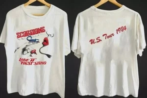 Scorpions Love At First Sting U.S. Tour 1984 2 Side Cotton White T-shirt S-5XL - Picture 1 of 2
