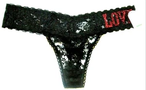 large - NWT Jessica Simpson black all lace thong panty red trim $12 tag (d205) - Picture 1 of 2