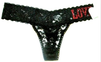 grande - Nuevo con etiquetas Jessica Simpson negro todo encaje tanga panty rojo ribete etiqueta $12 (d205) Foto 1 de 2
