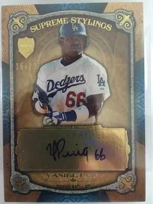 2013 Topps Supreme Stylings Blue #YP Yasiel Puig Auto RC 16/20 Dodgers - Image 1 of 2