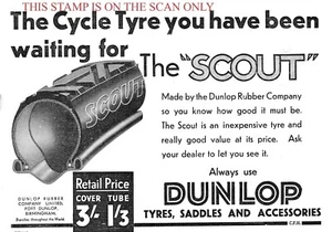 1933 Advert DUNLOP 'The Scout' Bicycle Tyres Vintage Original Print Ad 708/141 - Picture 1 of 1