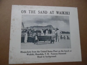 Póster de reclutamiento de la Marina de los Estados Unidos 1935 en las arenas de Waikiki Hawaii de colección original raro - Imagen 1 de 5