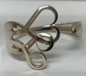 FORK BRACEL sterling silver INTERTWINING HEARTS 6"-7" bend to open and close - Picture 1 of 9