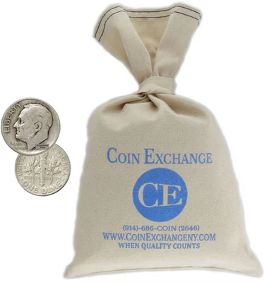 Bag Of 1000 $100 Face Value 90% Silver Roosevelt Dimes Circulated Full Dates - Image 1 of 4