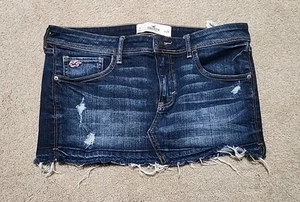 Hollister California Distressed Denim MINI Skirt Tag Size 9 W29 (Waist 33") - Picture 1 of 10