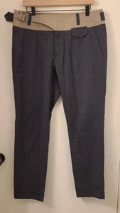 DOLCE & GABBANA Size 50 Charcoal Tan Belted Cotton Tuxedo Dress Militay Pants - Picture 1 of 17