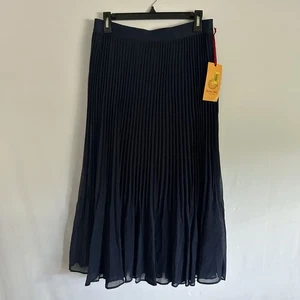 Ruby Rd. Navy Pleated Elastic Waist Maxi Skirt Size L NWT - Picture 1 of 8