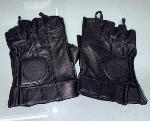 Harley Davidson Motorcycle Fingerless Riding Gloves Men's L Black Leather - Bild 1 von 7