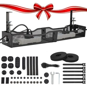 Under Desk Cable Management Tray Black,Metal Mesh Cable Management No Drill,2... - Picture 1 of 9