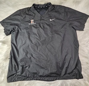 Nike Dri-Fit Herren 2XL Kalamazoo Baseball Druckknopf Schwarz Kurzarm Wind  - Bild 1 von 10