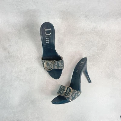Vintage Dior Monogram Platform Heels Blue 38 - Image 1 of 4