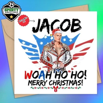 SPORTYGREETINGS Personalised Champion Christmas Card – Wrestling Fan Holiday Design, Fan-art