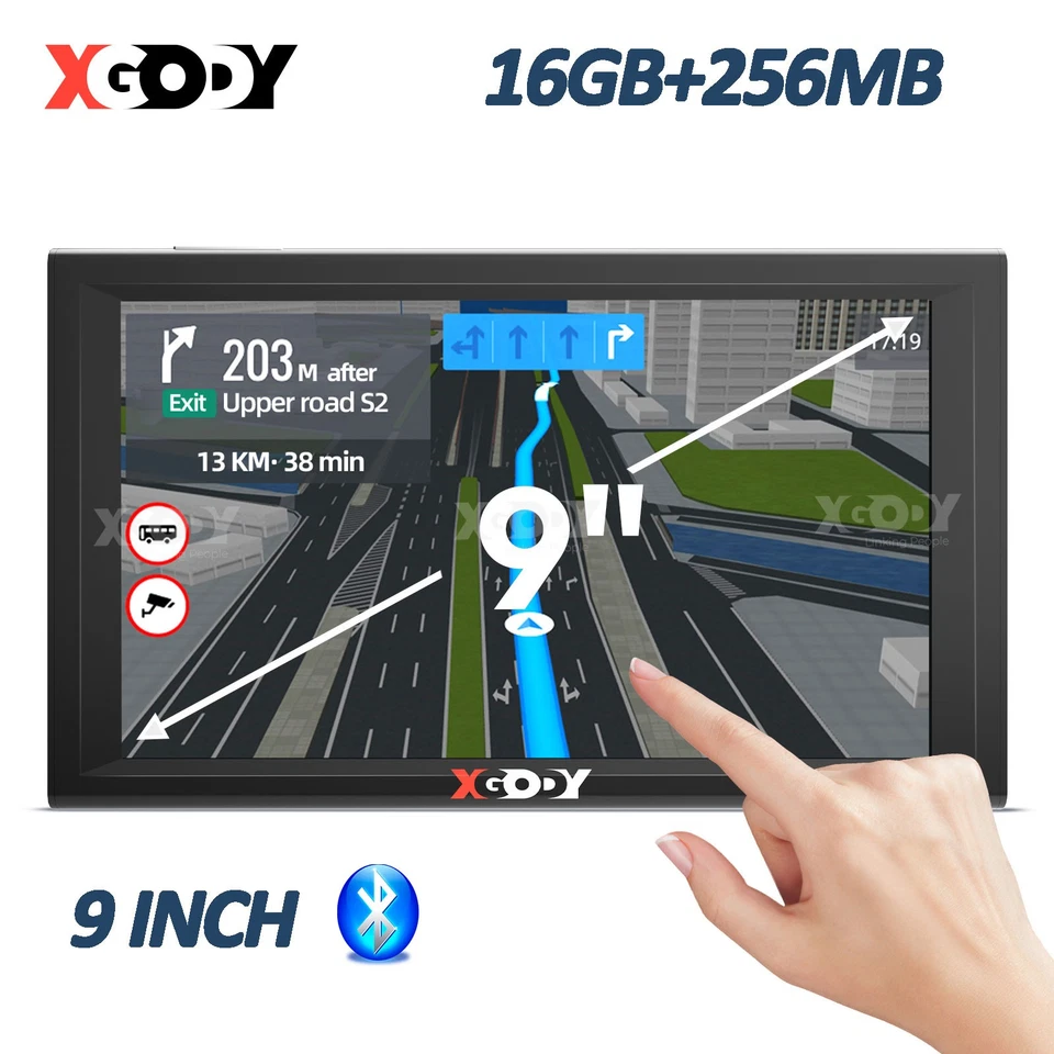 XGODY LKW Navi 9 Zoll Navigationsgerät mit Bluetooth 2025 GPS Navigation EU Kart - Bild 1 von 4